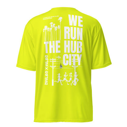 WE RUN THE HUB CITY- Unisex performance crew neck t-shirt